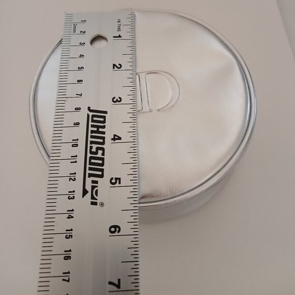 CD Christian Dior Parfums Cosmetic Bag Travel Pouch Round Silver - Picture 7 of 9